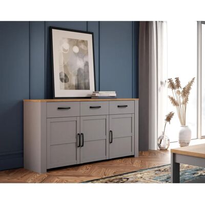 Forte Bohol Sideboard - Grau/Eichefarben - Modernes Stauraumdesign Forte Bohol Sideboard - Grau/Eichefarben - Modernes Stauraumdesign