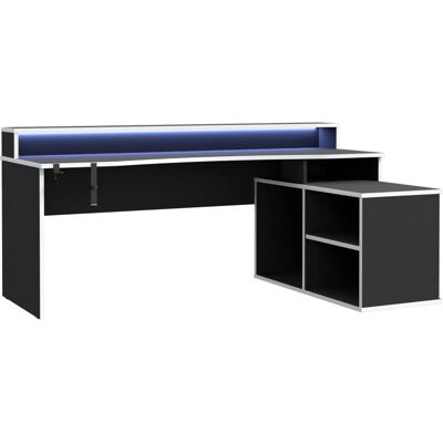 Forte Tezaur Gaming-Tisch - RGB-Beleuchtung, offene Fächer, Kabelmanagement Forte Tezaur Gaming-Tisch - RGB-Beleuchtung, offene Fächer, Kabelmanagement