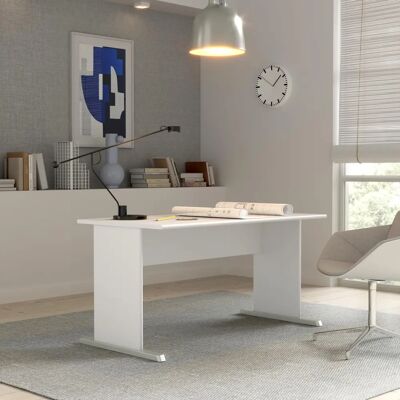 Forte Tempra Schreibtisch - Weiß 144cm Rechteck Forte Tempra Schreibtisch - Weiß 144cm Rechteck