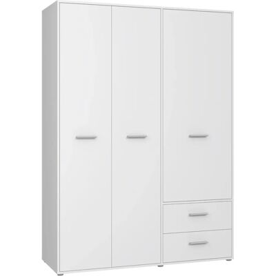 Forte Kleiderschrank - Weiß, 3 Türen, 3 Einlegeböden, 2 Schubladen Forte Kleiderschrank - Weiß, 3 Türen, 3 Einlegeböden, 2 Schubladen
