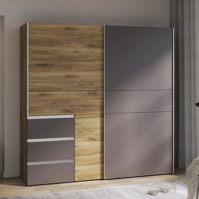 FORTE Winn Kleiderschrank - Hell Eiche, Silber Griffe - Schrank FORTE Winn Kleiderschrank - Hell Eiche, Silber Griffe - Schrank