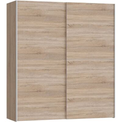 FORTE Dederik Schrank - Sonoma Eiche - Modernes Design - 2 große Türen - 2 feste Einlegeböden - 2 Kleiderstangen - Einfache Selbstmontage FORTE Dederik Schrank - Sonoma Eiche - Modernes Design - 2 große Türen - 2 feste Einlegeböden - 2 Kleiderstangen - Einfache Selbstmontage