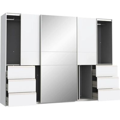 FORTE Schwebetürenschrank - 3 Türen - Weiß - 269,7cm x 200,5cm x 61cm FORTE Schwebetürenschrank - 3 Türen - Weiß - 269,7cm x 200,5cm x 61cm