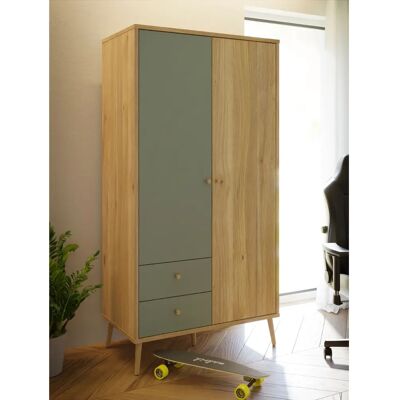 Kleiderschrank FORTE - Salbei - Verstellbare Regale - 94,5cm Breit Kleiderschrank FORTE - Salbei - Verstellbare Regale - 94,5cm Breit
