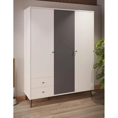 Forte Harllson EasyKlix Wardrobe - White/Wolfram Gray - FSC Certified Forte Harllson EasyKlix Wardrobe - White/Wolfram Gray - FSC Certified