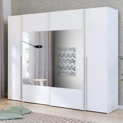 Forte Narago Kleiderschrank - 4 Türen, Spiegel, Verstellbare Regale - Kleiderschrank Forte Narago Kleiderschrank - 4 Türen, Spiegel, Verstellbare Regale - Kleiderschrank