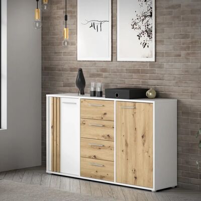 Forte Cardigan Sideboard - Weiß / Artisan Eiche - 142,6cm Forte Cardigan Sideboard - Weiß / Artisan Eiche - 142,6cm