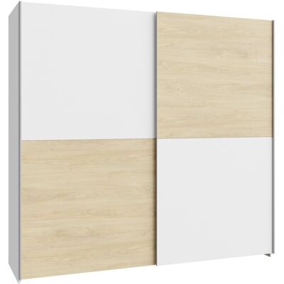 Forte Schiebetürenschrank - Weiß/Eichefarben - 2 Türen - 200cm Forte Schiebetürenschrank - Weiß/Eichefarben - 2 Türen - 200cm