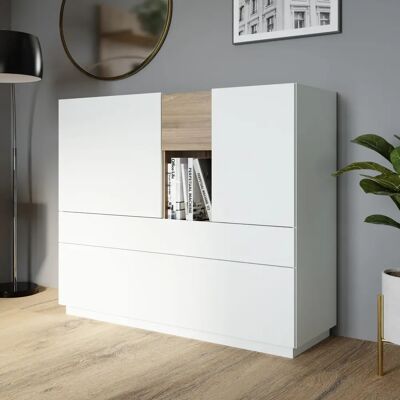 FORTE Lewisville Highboard - Grau / Eiche - Sideboard FORTE Lewisville Highboard - Grau / Eiche - Sideboard