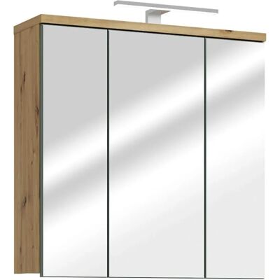Forte Veris Salbei Spiegelschrank - 3 Türen, LED, Verstellbare Regale Forte Veris Salbei Spiegelschrank - 3 Türen, LED, Verstellbare Regale