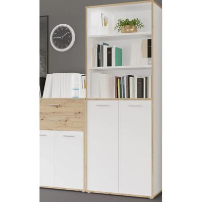Forte Keflav Aktenregal - 6 offene Fächer - Weiß/Artisan Eiche Forte Keflav Aktenregal - 6 offene Fächer - Weiß/Artisan Eiche