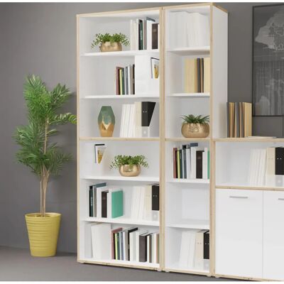 Forte Keflav Aktenregal - 6 Fächer, Weiß / Artisan Eiche - Aktenschrank Forte Keflav Aktenregal - 6 Fächer, Weiß / Artisan Eiche - Aktenschrank