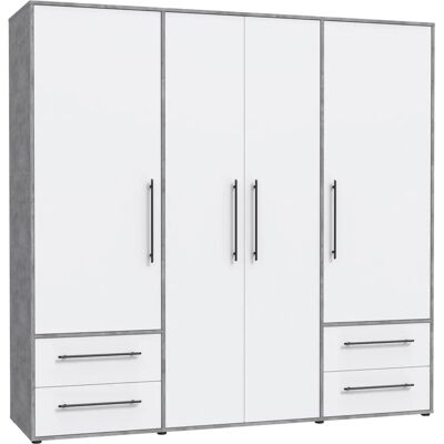 Forte Mokkaris Kleiderschrank - 4 Regale, 4 Schubladen, Modernes Design Forte Mokkaris Kleiderschrank - 4 Regale, 4 Schubladen, Modernes Design