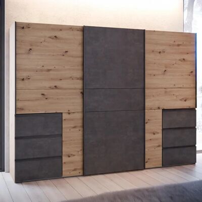 Forte Schwebetürenschrank - Groß Grau (artisan eiche, betonoptik dunkelgrau) Forte Schwebetürenschrank - Groß Grau (artisan eiche, betonoptik dunkelgrau)