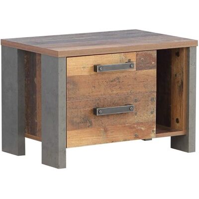 Forte Clif Nachttisch - 2 Schubladen, Industriell Grau Forte Clif Nachttisch - 2 Schubladen, Industriell Grau