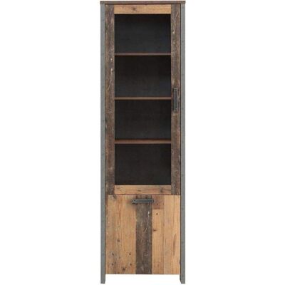 Forte Clif Vintage Vitrine - 62x204,7x41,6cm, Holzoptik Forte Clif Vintage Vitrine - 62x204,7x41,6cm, Holzoptik