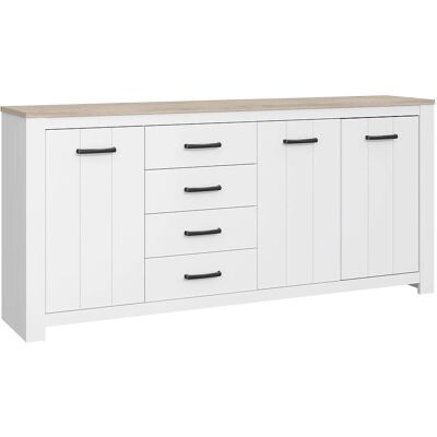 Crumpton Weißer Schrank - 206 cm, 3 Schubladen, 4 Türen - Aufbewahrungsschrank Crumpton Weißer Schrank - 206 cm, 3 Schubladen, 4 Türen - Aufbewahrungsschrank