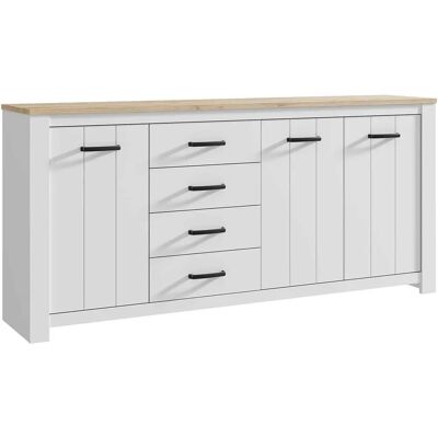 Crumpton Weißer Schrank - 206 cm, 3 Schubladen, 4 Türen - Aufbewahrungsschrank Crumpton Weißer Schrank - 206 cm, 3 Schubladen, 4 Türen - Aufbewahrungsschrank