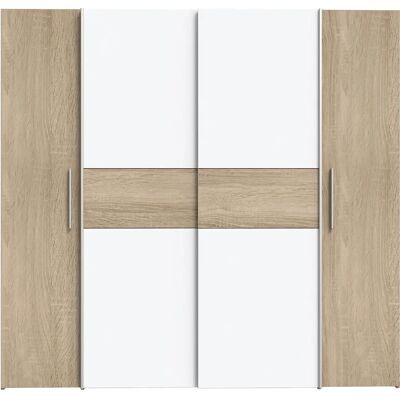 Forte Kalixtus Kleiderschrank - 4-türig, Verstellbare Einlegeböden - Kleiderschrank Forte Kalixtus Kleiderschrank - 4-türig, Verstellbare Einlegeböden - Kleiderschrank