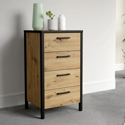 Forte Dospat 40x51 cm - Modernes Holzkommode mit 4 Schubladen Forte Dospat 40x51 cm - Modernes Holzkommode mit 4 Schubladen