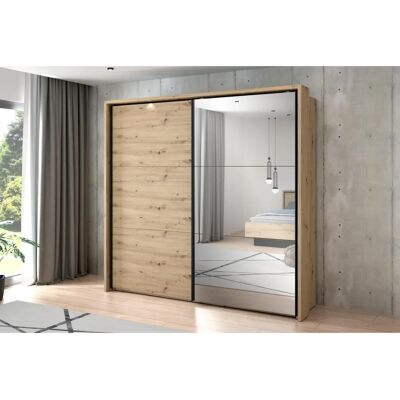 Forte Trondheim Schiebetürschrank - 231,1x215,9x63,8cm - Schwarz & Eiche Forte Trondheim Schiebetürschrank - 231,1x215,9x63,8cm - Schwarz & Eiche
