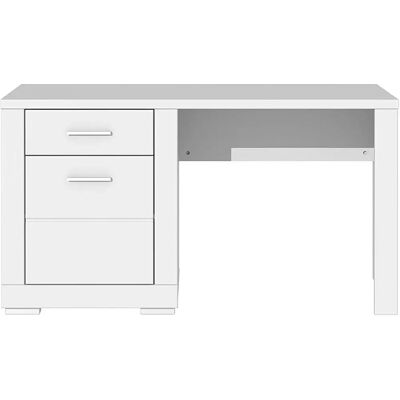 Uzayr Weiß 138 cm Schreibtisch mit Stauraum, Regal & Schublade Uzayr Weiß 138 cm Schreibtisch mit Stauraum, Regal & Schublade
