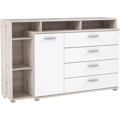 Forte Sandeiche Weiß 153cm Sideboard - Modernes Stauraum-Möbel Forte Sandeiche Weiß 153cm Sideboard - Modernes Stauraum-Möbel