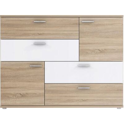 Forte Skive Sideboard - 4 Schubladen, 2 Türen, Umkehrbare Scharniere - 125cm Forte Skive Sideboard - 4 Schubladen, 2 Türen, Umkehrbare Scharniere - 125cm
