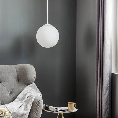 Lampa wisząca Bosso - Biała, 30cm, 1 żarówka - Lampa wisząca Lampa wisząca Bosso - Biała, 30cm, 1 żarówka - Lampa wisząca
