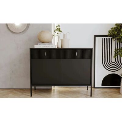 PETITS-MEUBLES Arya Sideboard - Schwarz, 2 Türen, 2 Schubladen PETITS-MEUBLES Arya Sideboard - Schwarz, 2 Türen, 2 Schubladen