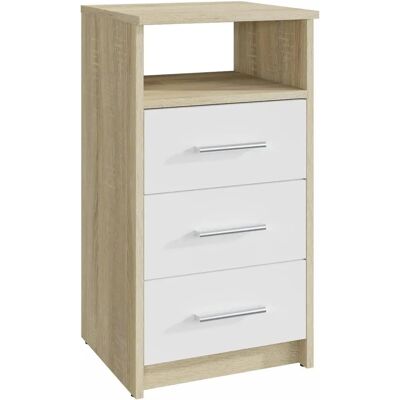 Cómoda BODO 3SO Blanco-Sonoma - Cajonera Cómoda BODO 3SO Blanco-Sonoma - Cajonera