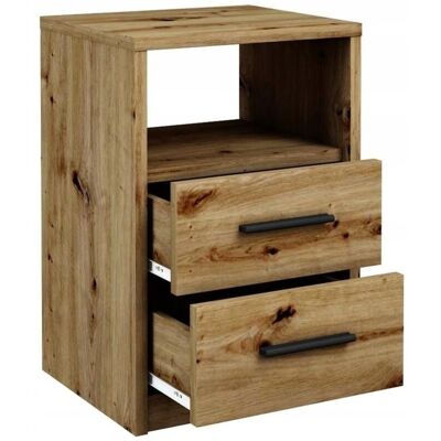 Mesita de noche, cajones y estante Dąb Artisan - Mueble Mesita de noche, cajones y estante Dąb Artisan - Mueble