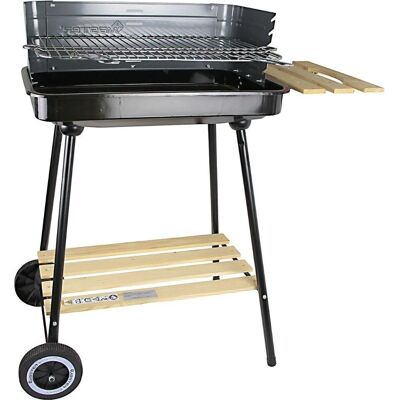 Gril à charbon rectangulaire Mastergrill avec étagère latérale - Barbecue charbon - Publicité Gril à charbon rectangulaire Mastergrill avec étagère latérale - Barbecue charbon - Publicité