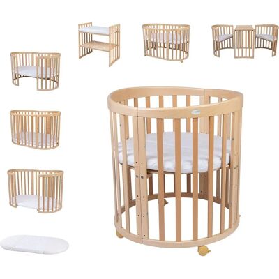 Lit bébé Waldin 7 en 1 Bois Naturel - Réglable, Polyvalent - Publicité Lit bébé Waldin 7 en 1 Bois Naturel - Réglable, Polyvalent - Publicité