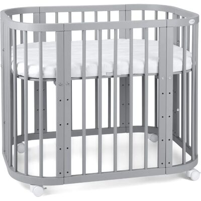 Waldin Łóżeczko 5w1 z Naturalnego Drewna Szare - Łóżeczko, Kołyska, Plac zabaw Waldin Łóżeczko 5w1 z Naturalnego Drewna Szare - Łóżeczko, Kołyska, Plac zabaw