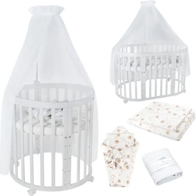 Waldin OWAL Babybett 7-in-1 - Weiß Dandelion Babybett Waldin OWAL Babybett 7-in-1 - Weiß Dandelion Babybett