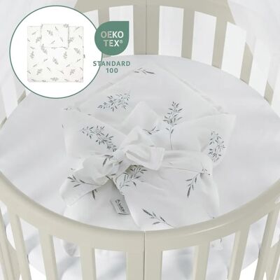 Waldin OWAL Babybett 7in1 Weiß Zweige Holz olive - Babybett Waldin OWAL Babybett 7in1 Weiß Zweige Holz olive - Babybett