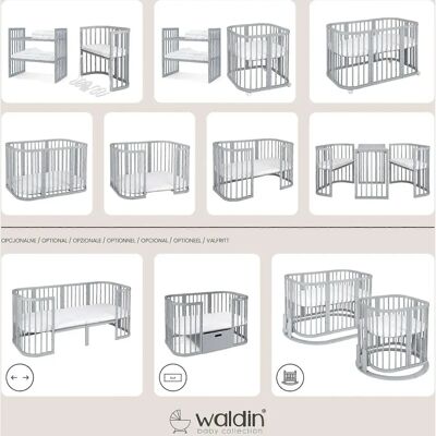 Waldin OWAL Babybett - 7-in-1 Multifunktionsbabybett mit Sicherheitsgurt Waldin OWAL Babybett - 7-in-1 Multifunktionsbabybett mit Sicherheitsgurt