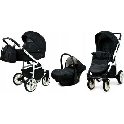BabyLux CLASSIC GOLD 3 Em 1 - Onyx - Cadre blanc - Poussette - Publicité BabyLux CLASSIC GOLD 3 Em 1 - Onyx - Cadre blanc - Poussette - Publicité