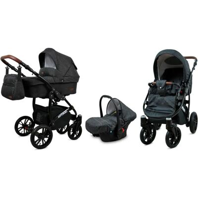 BabyLux - Optimal 3in1 - Cadre en aluminium - Noir - Poussette - Publicité BabyLux - Optimal 3in1 - Cadre en aluminium - Noir - Poussette - Publicité