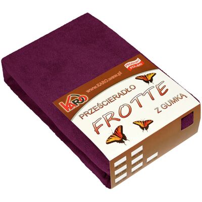 KARO - 027 - Śliwkowy - 140x200 cm - Prześcieradło frotte z gumką KARO - 027 - Śliwkowy - 140x200 cm - Prześcieradło frotte z gumką