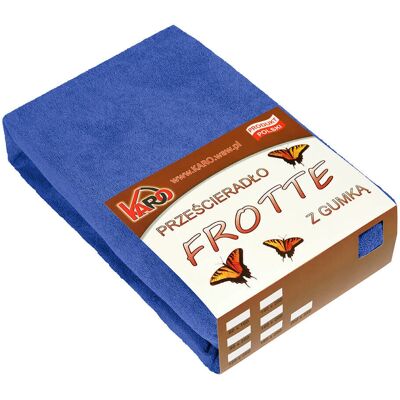 KARO - 140x200 - Szafir - 200 g/m2 - Frotte prześcieradło z gumką KARO - 140x200 - Szafir - 200 g/m2 - Frotte prześcieradło z gumką