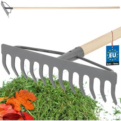 Râteau de jardin Kotarbau - 12 dents, manche en bois, tête renforcée - Publicité Râteau de jardin Kotarbau - 12 dents, manche en bois, tête renforcée - Publicité