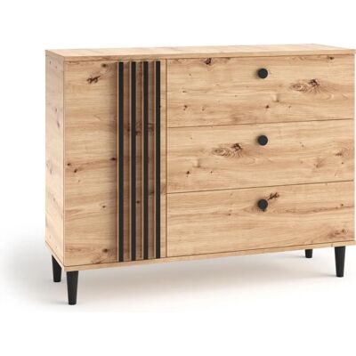 ADRK Furniture - LIVIA 03 - Naturholz mit schwarzen Einsätzen - 120 x 40 x 92,5 cm - Kommode ADRK Furniture - LIVIA 03 - Naturholz mit schwarzen Einsätzen - 120 x 40 x 92,5 cm - Kommode