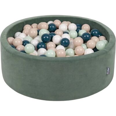 KIDDYMOON - Basenik z kulkami welurowymi 90x30 - 200 kulek 7 cm - Turkusowy Ciemny / Beżowy Pastel - Basen KIDDYMOON - Basenik z kulkami welurowymi 90x30 - 200 kulek 7 cm - Turkusowy Ciemny / Beżowy Pastel - Basen