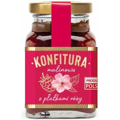 Polska Róża Himbeere mit Rosenblättern - Marmelade Polska Róża Himbeere mit Rosenblättern - Marmelade