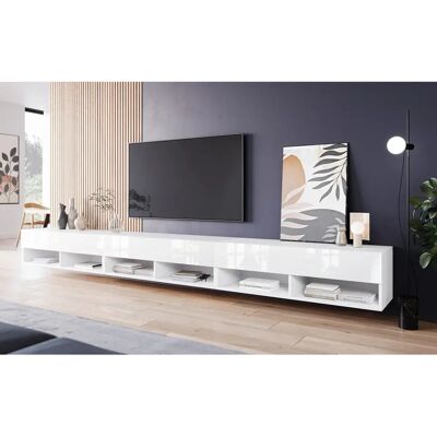 Meubles Slavic Meuble TV - 300cm Blanc Brillant avec Éclairage LED - Publicité Meubles Slavic Meuble TV - 300cm Blanc Brillant avec Éclairage LED - Publicité