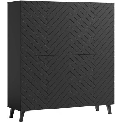 BRATEX Commode Moderne à Motif Poisson d'Espelette Noir 120cm - Publicité BRATEX Commode Moderne à Motif Poisson d'Espelette Noir 120cm - Publicité