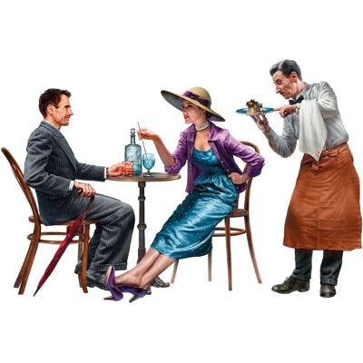 Miniart French Citizen in a Cafe - 3 Figures Plastic Model MA38062 - 1/35 - 1930s-1940s Miniart French Citizen in a Cafe - 3 Figures Plastic Model MA38062 - 1/35 - 1930s-1940s