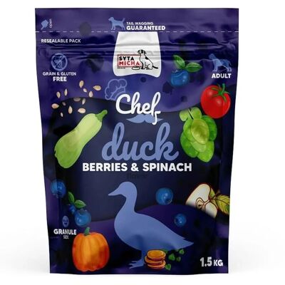 Syta Micha Chef Kaczka, Jagody & Szpinak - Sucha karma dla psa - 1,5kg Syta Micha Chef Kaczka, Jagody & Szpinak - Sucha karma dla psa - 1,5kg